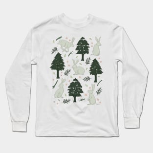 Rabbit Forest - Pink and Green Long Sleeve T-Shirt